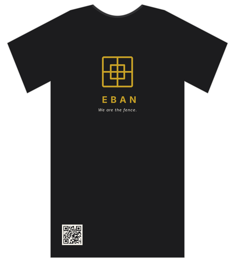 Classic Eban tee, black with gold fence symbol